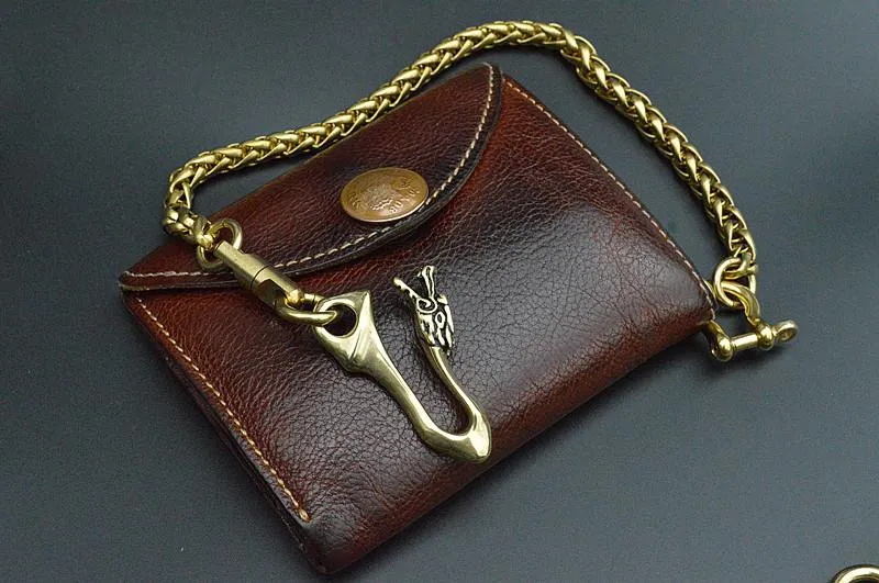 Solid Brass Cool Punk Rock Skull Wallet Chain Biker Trucker Wallet Chains Trucker Wallet Chain for Men