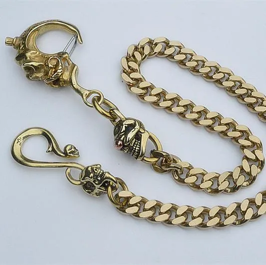 Solid Brass Cool Punk Rock Skull Wallet Chains Biker Wallet Chain Trucker Wallet Chain for Men