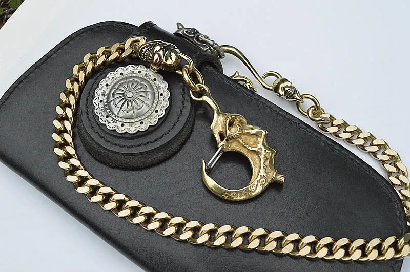 Solid Brass Cool Punk Rock Skull Wallet Chains Biker Wallet Chain Trucker Wallet Chain for Men