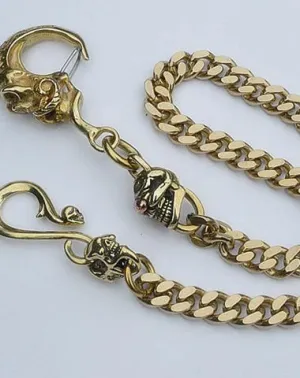 Solid Brass Cool Punk Rock Skull Wallet Chains Biker Wallet Chain Trucker Wallet Chain for Men