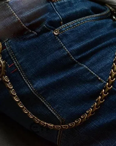 Solid Brass Cool Punk Rock Snake Bone Skull Wallet Chain Biker Trucker Wallet Chain Trucker Wallet Chain for Men