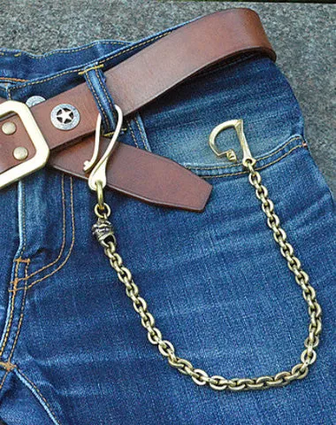 Solid Brass Cool Rock Skull Wallet Chain Biker Wallet Chain Trucker Wallet Chain for Men