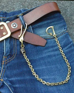 Solid Brass Cool Rock Skull Wallet Chain Biker Wallet Chain Trucker Wallet Chain for Men