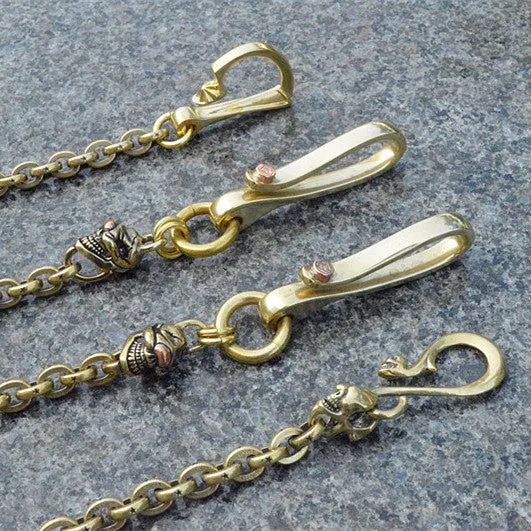Solid Brass Cool Rock Skull Wallet Chain Biker Wallet Chain Trucker Wallet Chain for Men