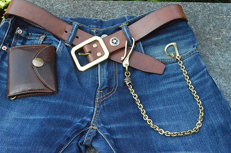 Solid Brass Cool Rock Skull Wallet Chain Biker Wallet Chain Trucker Wallet Chain for Men