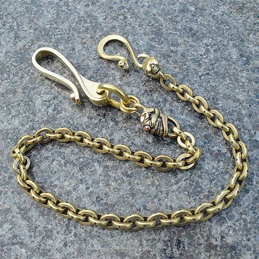 Solid Brass Cool Rock Skull Wallet Chains Biker Wallet Chains Trucker Wallet Chain for Men