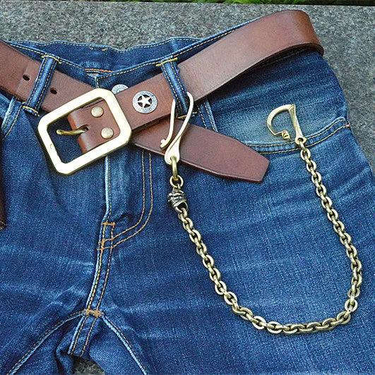 Solid Brass Cool Rock Skull Wallet Chains Biker Wallet Chains Trucker Wallet Chain for Men