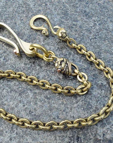 Solid Brass Cool Rock Skull Wallet Chains Biker Wallet Chains Trucker Wallet Chain for Men