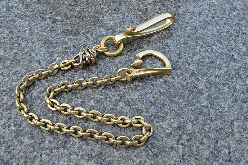 Solid Brass Cool Rock Skull Wallet Chains Biker Wallet Chains Trucker Wallet Chain for Men