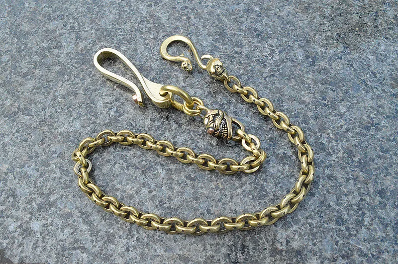 Solid Brass Cool Rock Skull Wallet Chains Biker Wallet Chains Trucker Wallet Chain for Men