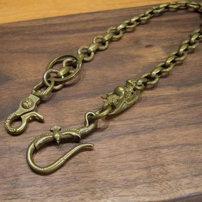 Solid Men's Handmade Pure Brass Flying Eagle Key Chain Pants Chains Biker Wallet Chain For Men