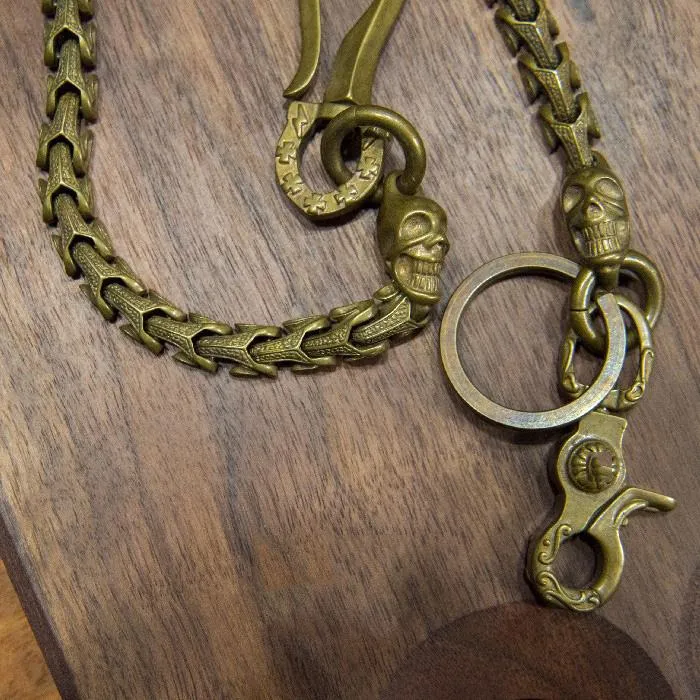 Solid Men's Handmade Pure Brass Smile Face Key Chain Pants Chains Biker Wallet Chain For Men