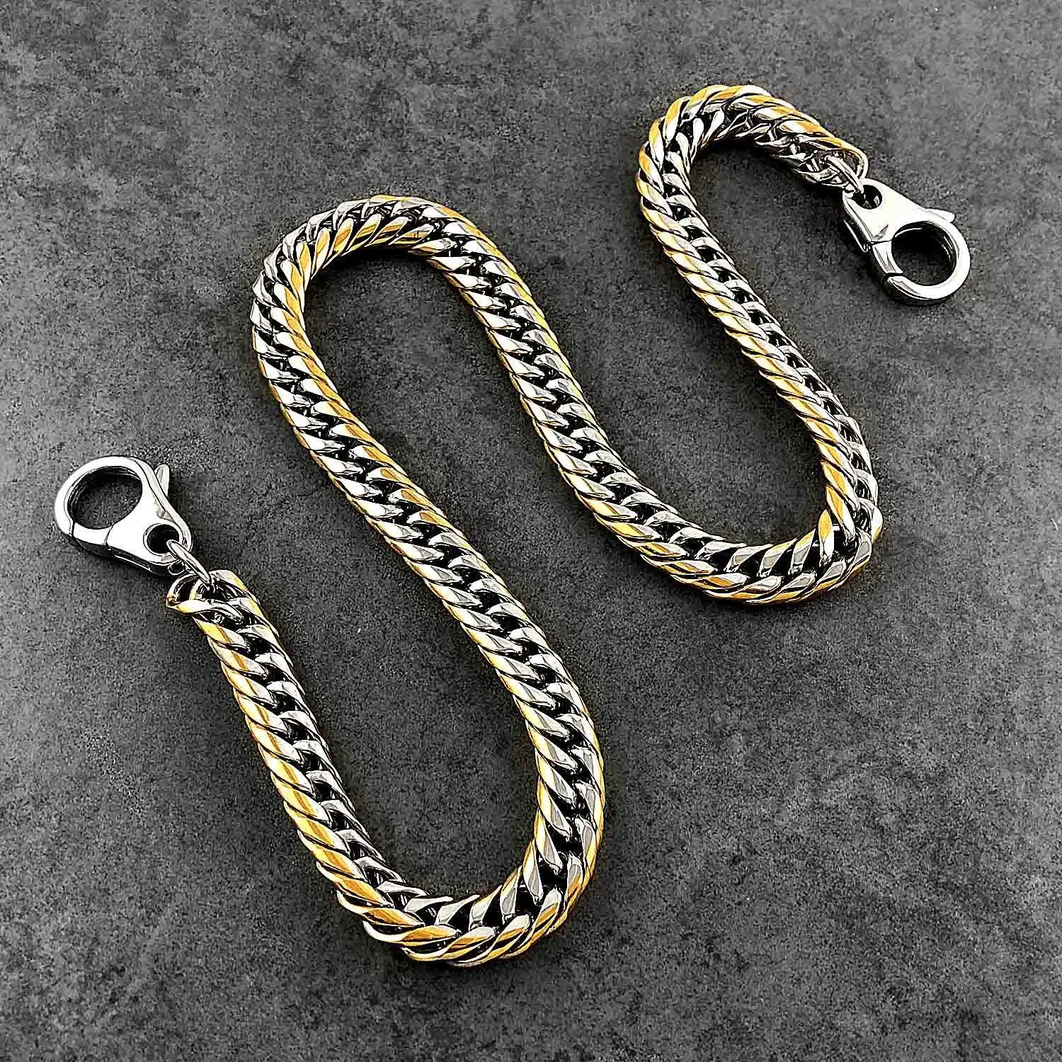 SOLID STAINLESS STEEL BIKER SILVER GOLD WALLET CHAIN 18?LONG PANTS CHAIN jeans chain jean chain FOR MEN