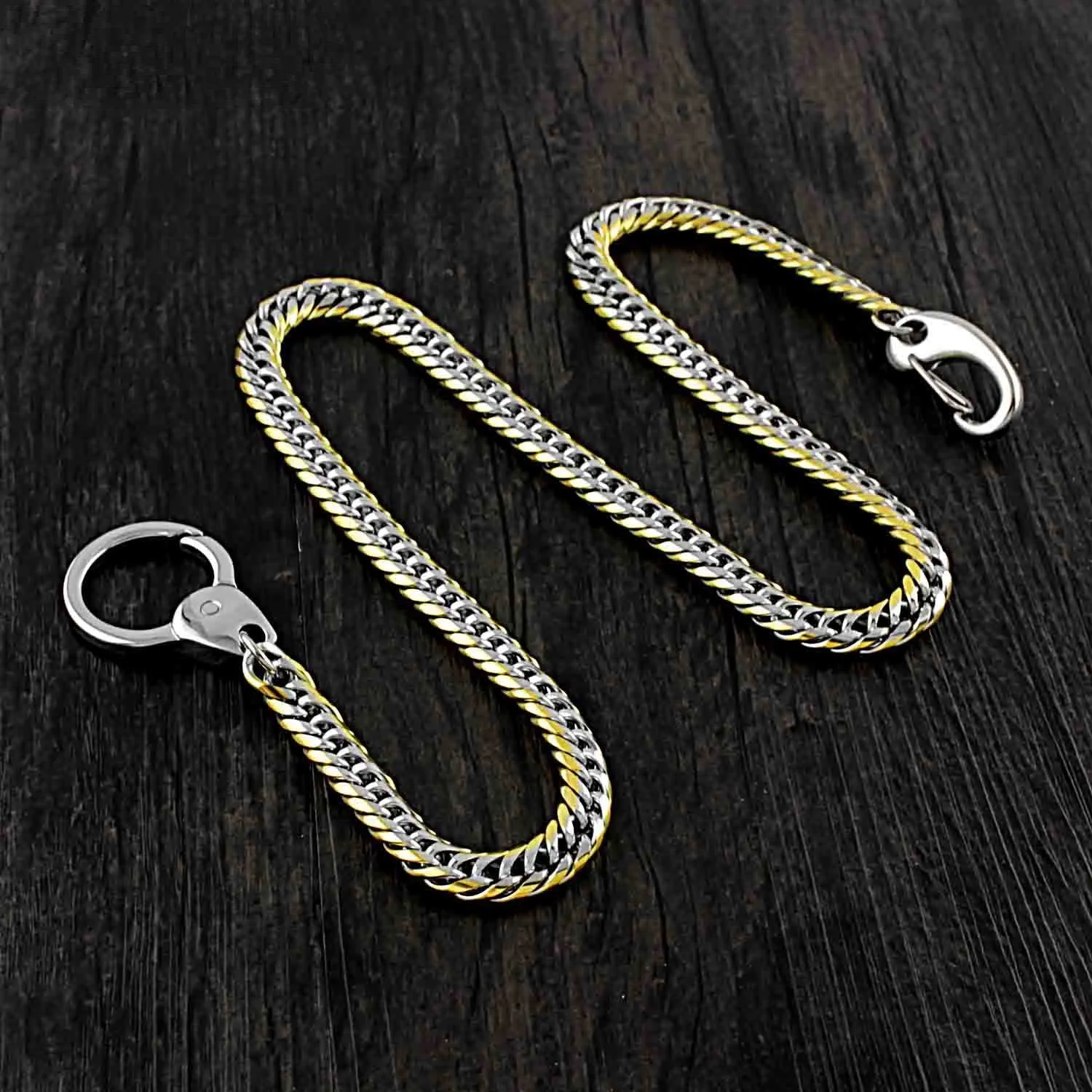 SOLID STAINLESS STEEL BIKER Silver Gold WALLET CHAIN LONG PANTS CHAIN jeans chain jean chain FOR MEN