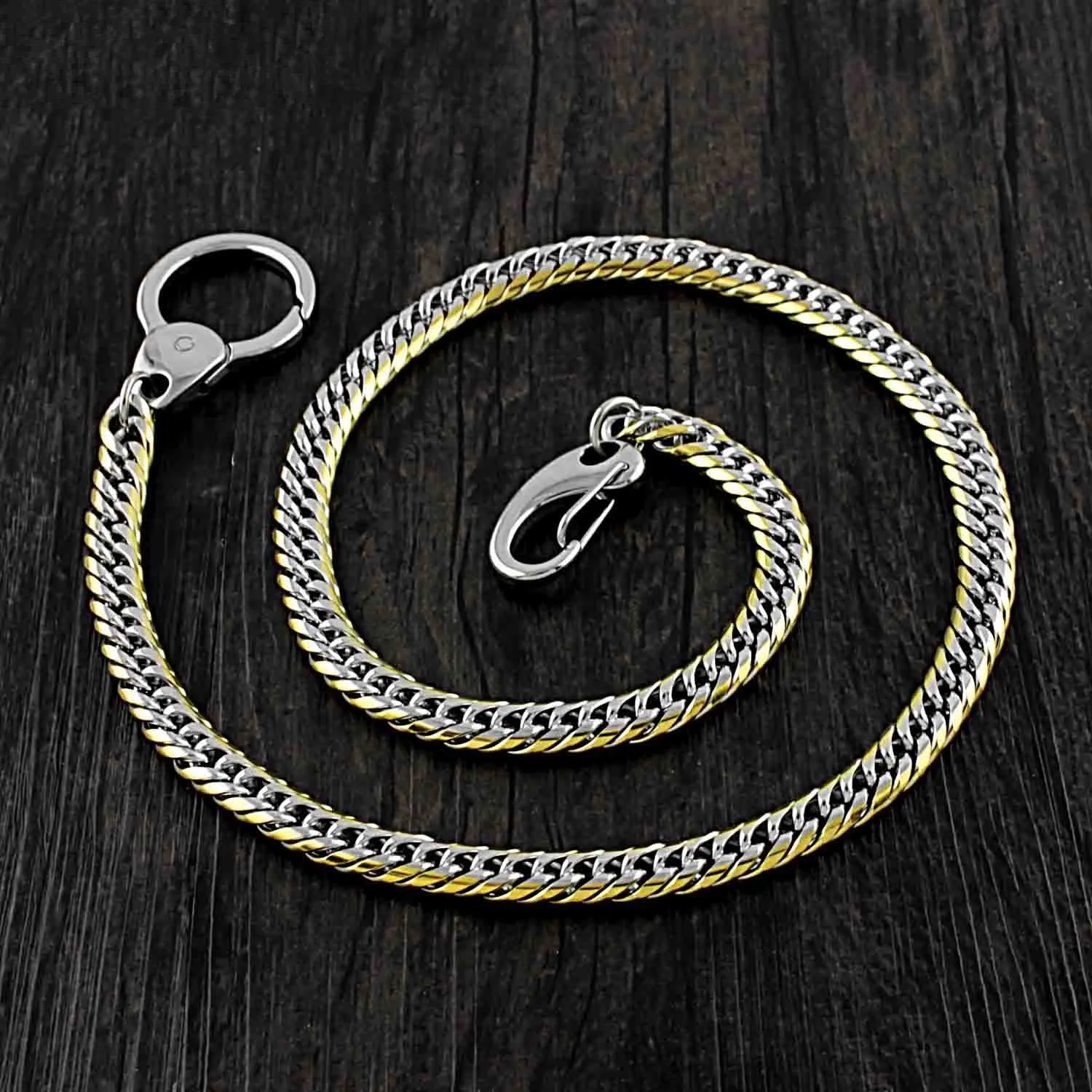 SOLID STAINLESS STEEL BIKER Silver Gold WALLET CHAIN LONG PANTS CHAIN jeans chain jean chain FOR MEN
