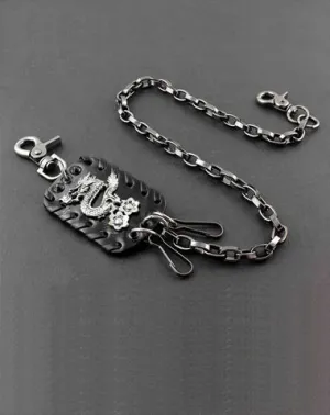 Solid Stainless Steel Chinese Dragon Wallet Chain Cool Punk Rock Biker Trucker Wallet Chain Trucker Wallet Chain for Men