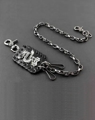 Solid Stainless Steel Chinese Dragon Wallet Chain Cool Punk Rock Biker Trucker Wallet Chain Trucker Wallet Chain for Men