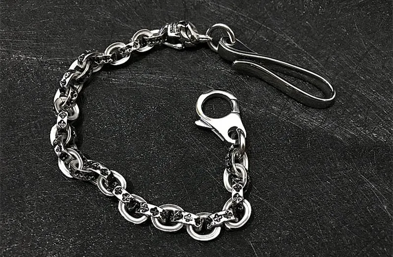 Solid Stainless Steel Cool Punk Rock Skull Wallet Chain Biker Wallet Chain Trucker Wallet Chain for Men