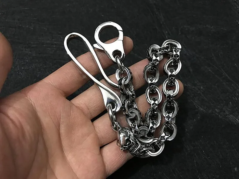 Solid Stainless Steel Cool Punk Rock Skull Wallet Chain Biker Wallet Chain Trucker Wallet Chain for Men