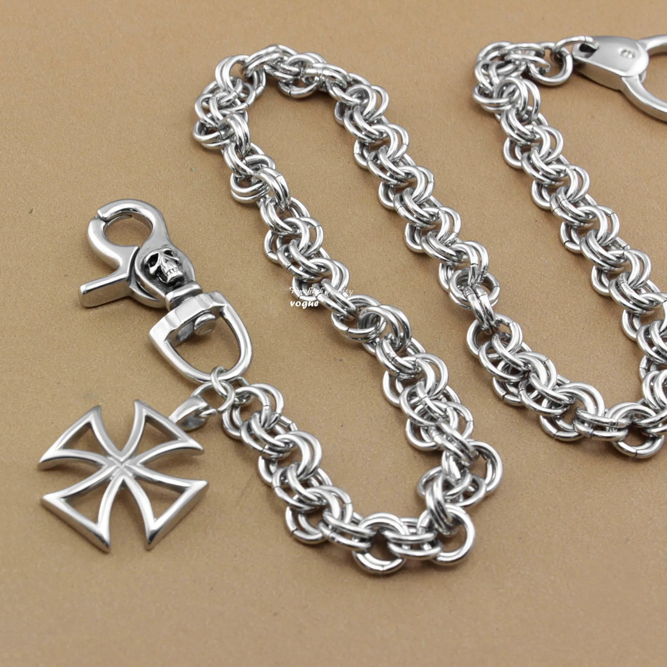 Solid Stainless Steel Long Cross Wallet Chain Cool Punk Rock Biker Trucker Wallet Chain Trucker Wallet Chain for Men