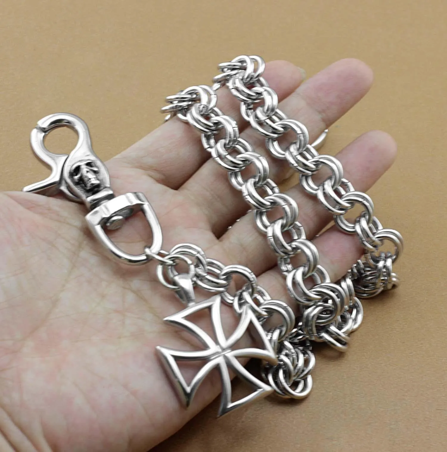 Solid Stainless Steel Long Cross Wallet Chain Cool Punk Rock Biker Trucker Wallet Chain Trucker Wallet Chain for Men