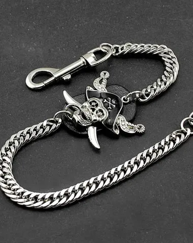 Solid Stainless Steel Pirate Skull Wallet Chain Cool Punk Rock Biker Trucker Wallet Chain Trucker Wallet Chain for Men