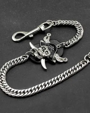 Solid Stainless Steel Pirate Skull Wallet Chain Cool Punk Rock Biker Trucker Wallet Chain Trucker Wallet Chain for Men