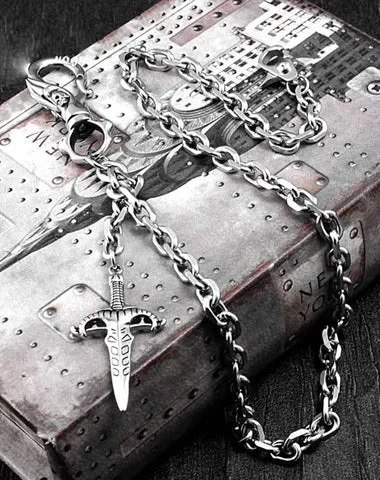 Solid Stainless Steel Skull Sword Wallet Chain Cool Punk Rock Biker Trucker Wallet Chain Trucker Wallet Chain for Men