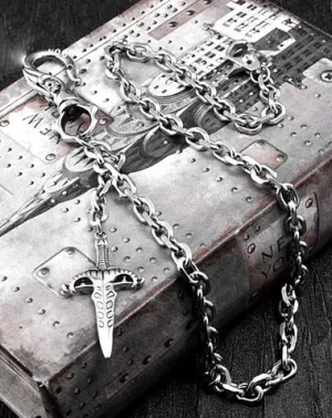 Solid Stainless Steel Skull Sword Wallet Chain Cool Punk Rock Biker Trucker Wallet Chain Trucker Wallet Chain for Men