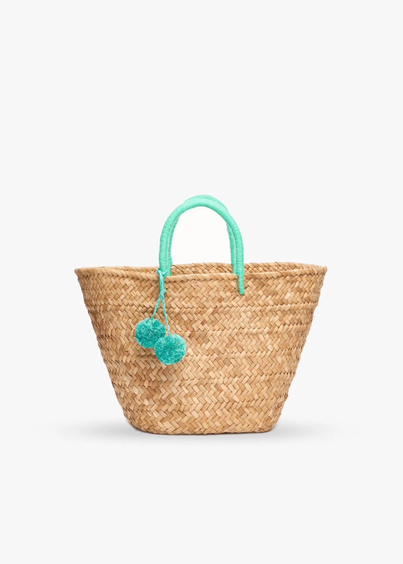 St Tropez Pom Pom Straw Tote