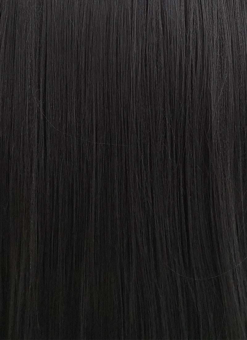 Straight Yaki Jet Black Lace Front Synthetic Wig LF701R