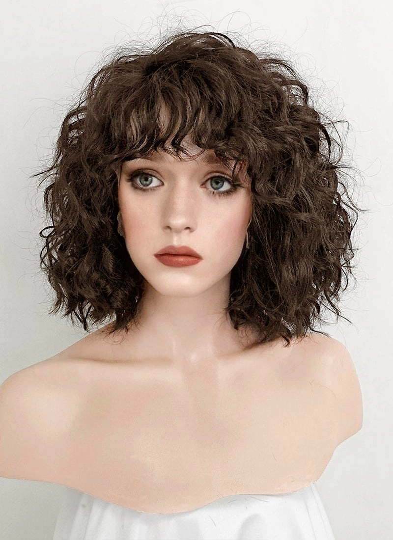 Stranger Things Nancy Wheeler Brunette Spiral Curly Lace Front Synthetic Wig LF169A