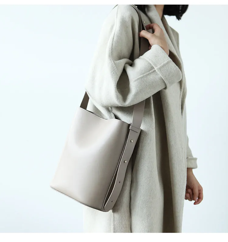 Stylish LEATHER WOMEN Bucket Handbag Barrel SHOULDER BAG Crossbody Purse FOR WOMEN