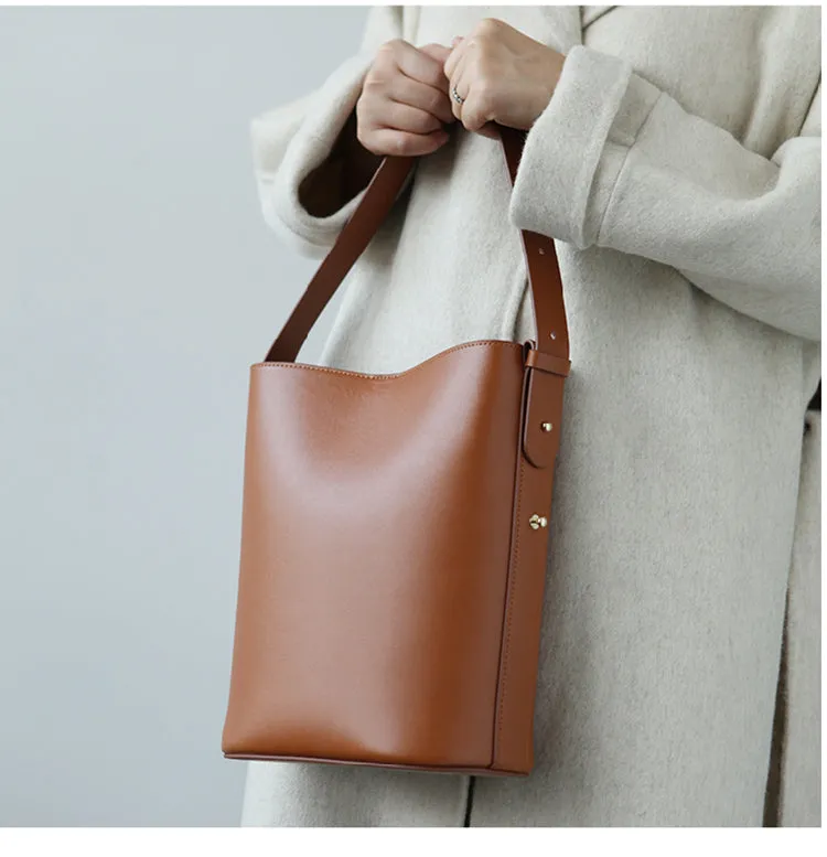 Stylish LEATHER WOMEN Bucket Handbag Barrel SHOULDER BAG Crossbody Purse FOR WOMEN