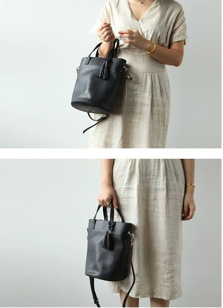 Stylish LEATHER WOMEN Large Bucket Handbag Barrel SHOULDER BAG Crossbody Purse FOR WOMEN