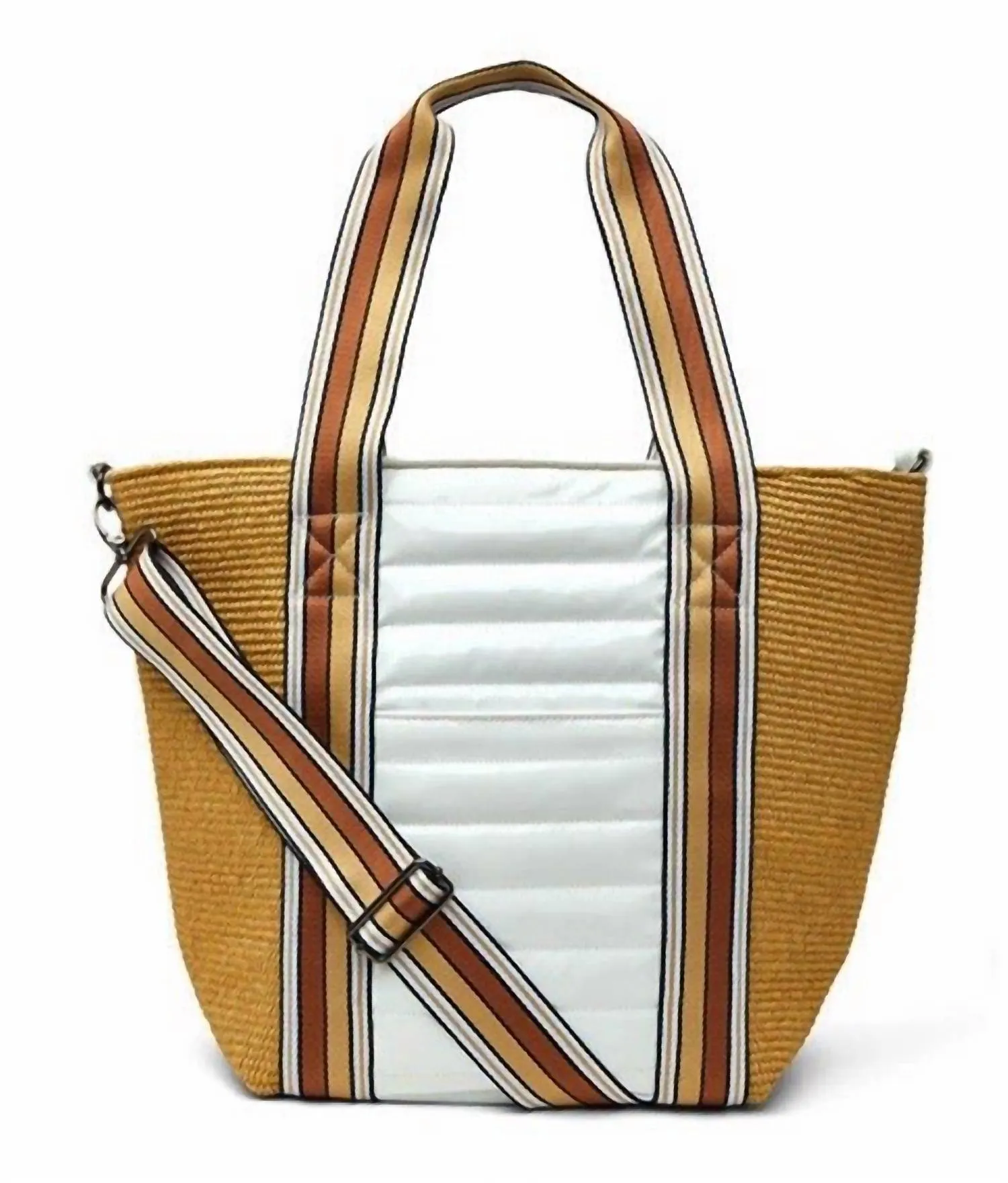 Sunset Tote Bag In Dune Raffia/ White