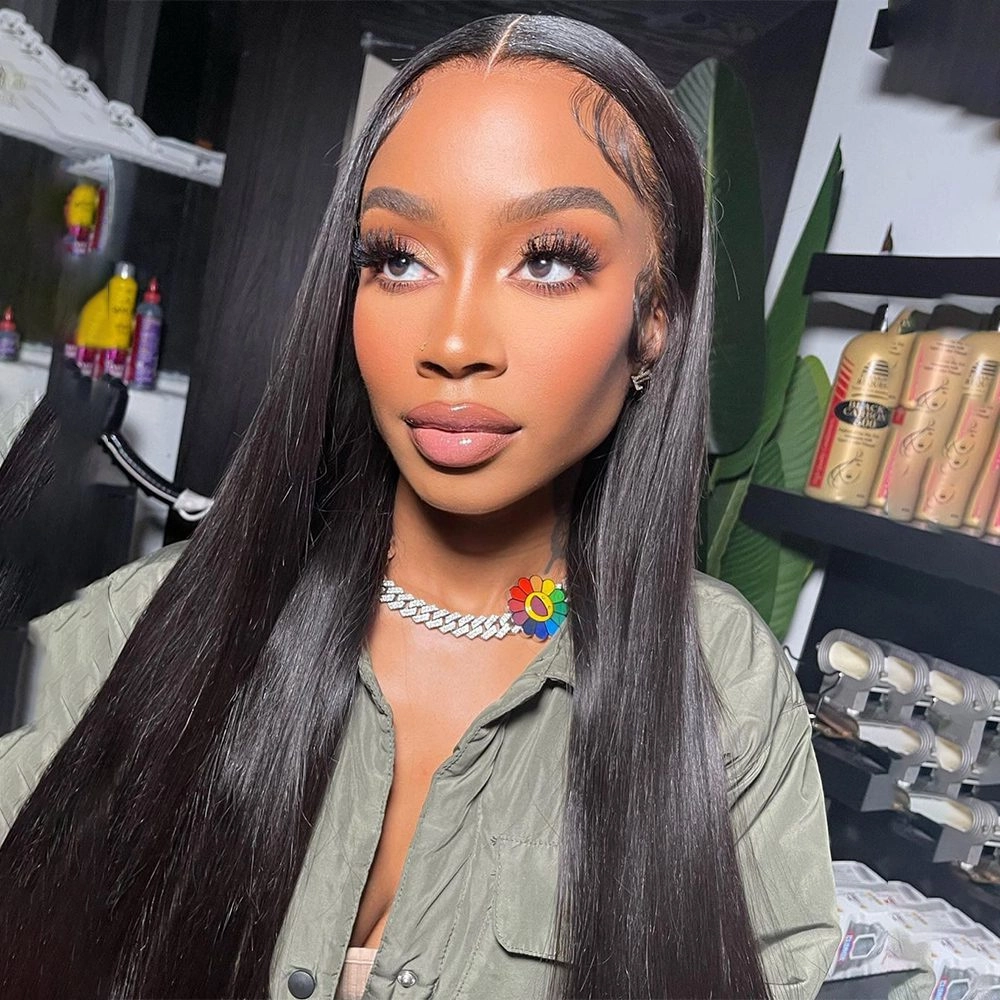 Super Natural Glueless Straight Wigs Standard Lace Frontal Human Hair Wigs