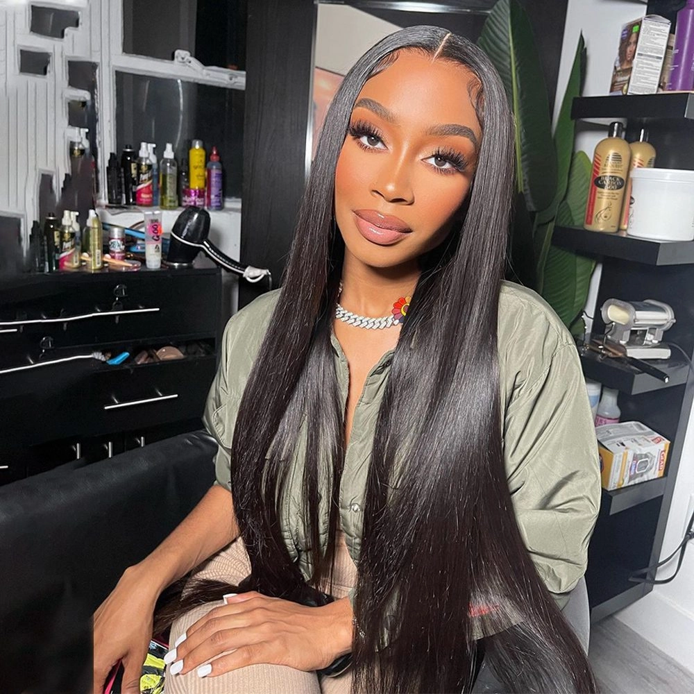 Super Natural Glueless Straight Wigs Standard Lace Frontal Human Hair Wigs