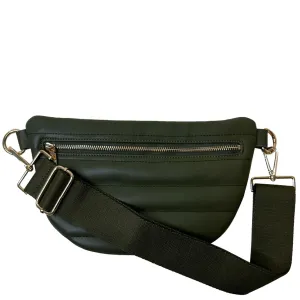 Sylvia Large Quilted Faux Leather Waist Sling Bag In Army