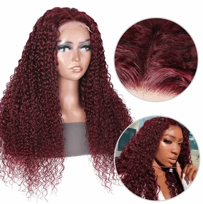 Tax Return Sale 99J Burgundy Curly Hair HD Lace Wig 13x4 Lace Front Wigs Pre Plucked Hairline With Baby Hair 100% Human Hair Wig-Geeta Hair