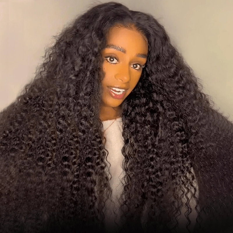 Tax Return Sale Black Curly Hair 13x4 HD Lace Front Wig 100% Virgin Human Hair Wigs Pre Plucked Hairline-Geeta Hair