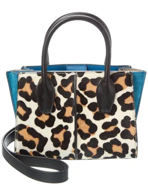 TODs Logo Mini Haircalf & Suede Tote