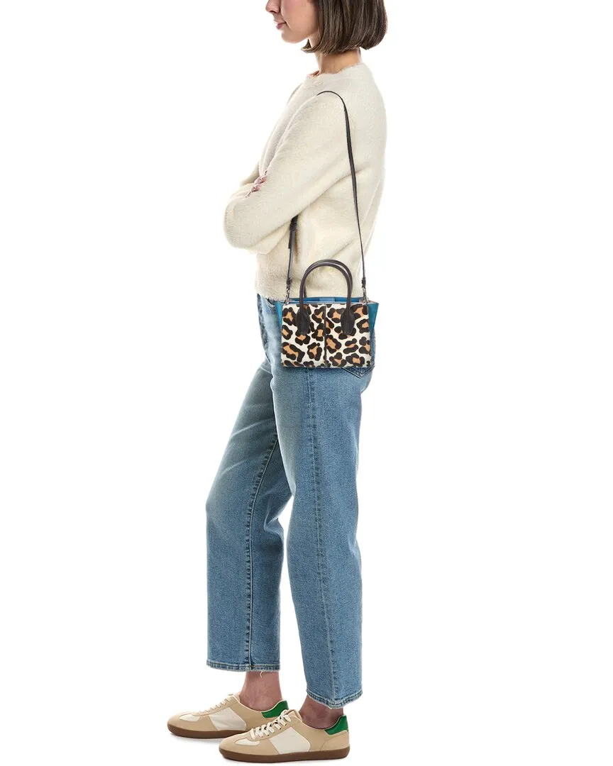TODs Logo Mini Haircalf & Suede Tote