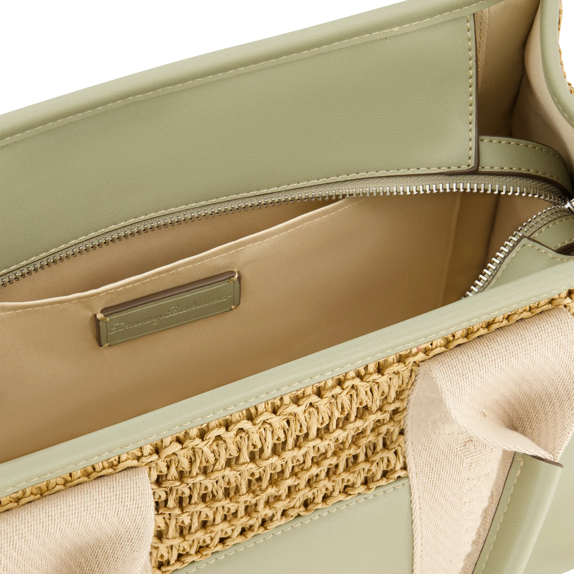 Tommy Bahama Raffia/PU Logo Webbing Modern Tote