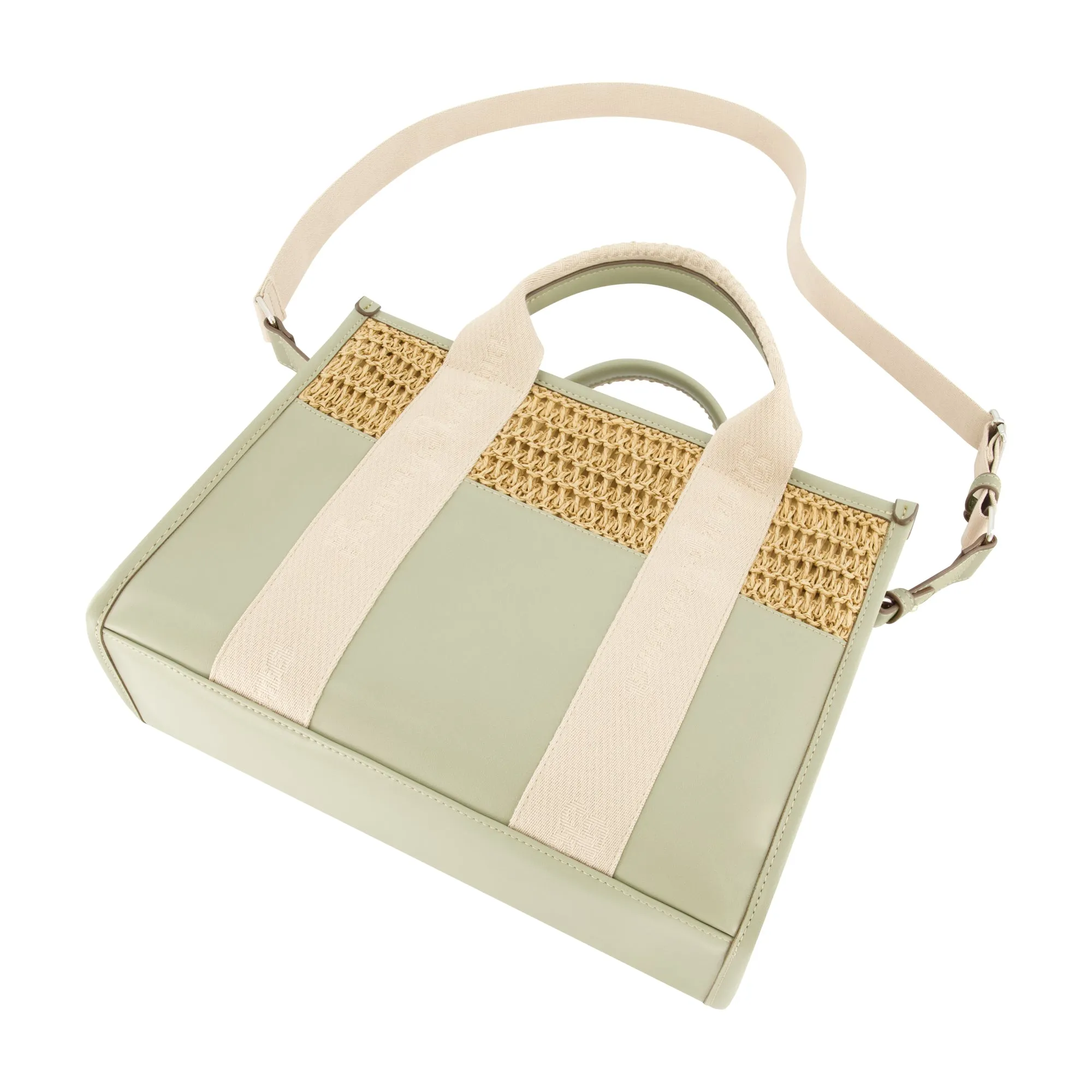 Tommy Bahama Raffia/PU Logo Webbing Modern Tote