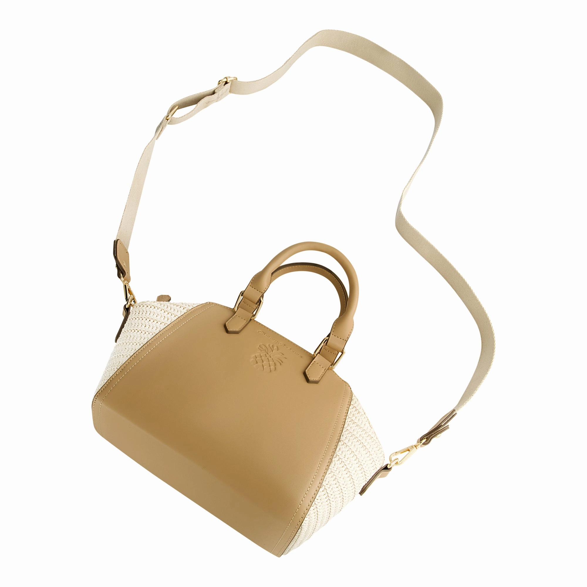 Tommy Bahama Large Satchel with Debossed Logo and Straw Accents