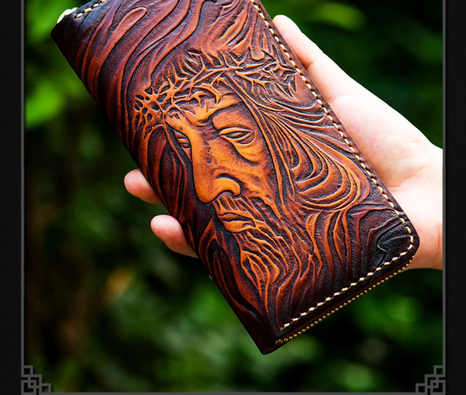 Tooled Leather Wallet Christian Wallet for Men Biker Wallet God Wallet Handmade Wallet Cool Wallet