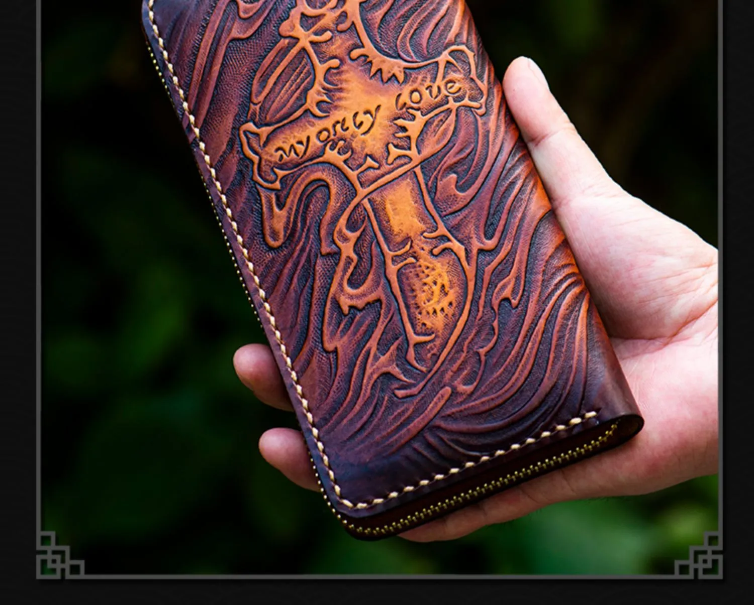 Tooled Leather Wallet Christian Wallet for Men Biker Wallet God Wallet Handmade Wallet Cool Wallet