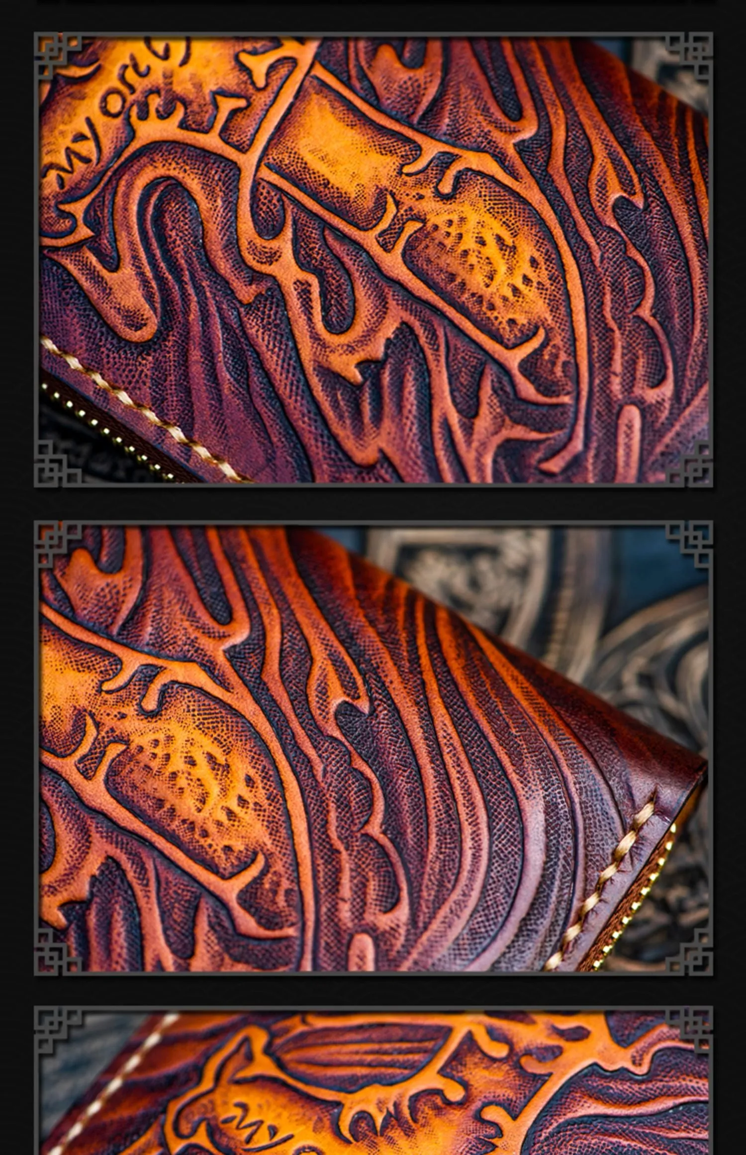 Tooled Leather Wallet Christian Wallet for Men Biker Wallet God Wallet Handmade Wallet Cool Wallet