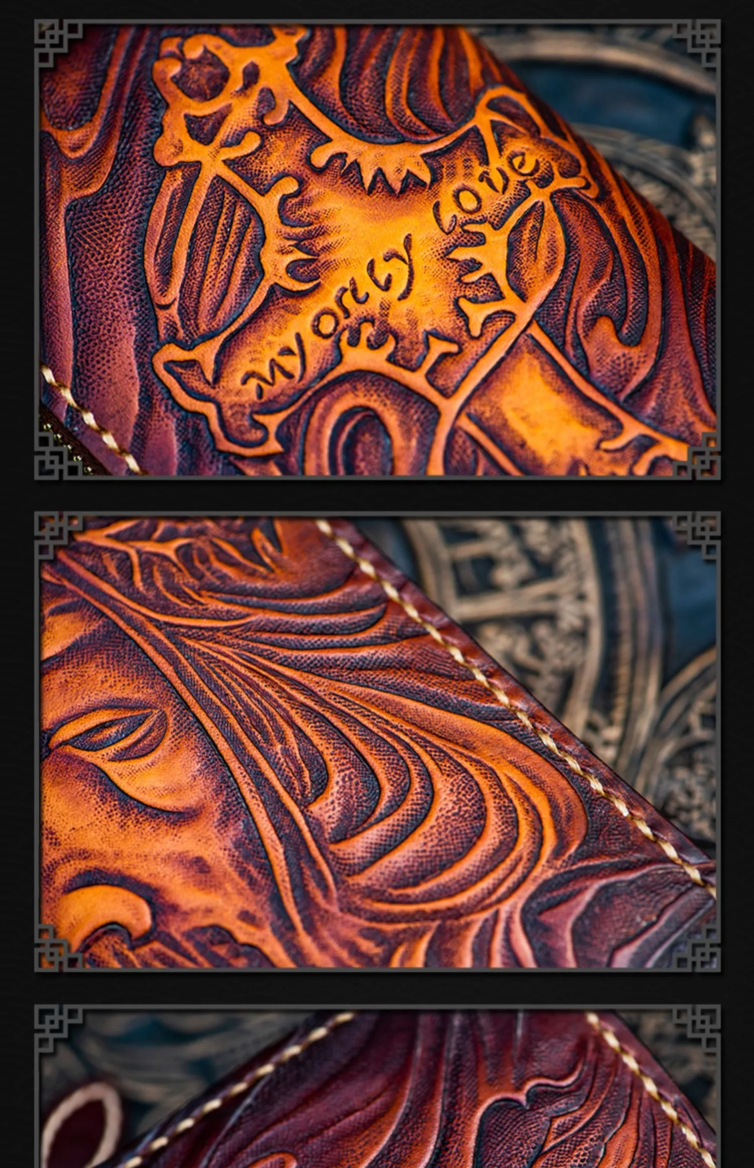 Tooled Leather Wallet Christian Wallet for Men Biker Wallet God Wallet Handmade Wallet Cool Wallet